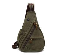 FANDARE Bolsa de Pecho Bolsos de Hombre Mujer Mochilas Lona Bolsos Cruzados Sling Crossbody Bag Bolsa Deportiva de Hombro Bolsa de Honda Mochila para Viaje Trabajo Escuela Acampada Ciclismo Verde A