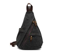 FANDARE Bolsa de Pecho Bolsos de Hombre Mujer Mochilas Lona Bolsos Cruzados Sling Crossbody Bag Bolsa Deportiva de Hombro Bolsa de Honda Mochila para Viaje Trabajo Escuela Acampada Ciclismo Negro A