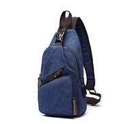 FANDARE Bolsa de Pecho Hombre Bolsa de Lona Bolsa Deportiva de Hombro Bandoleras Cruzada con USB Bolsa de Mochila,Mochilas Pequeñas para Ciclismo,Acampada,Viaje Azul Oscuro