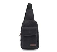 FANDARE Bolsa de Pecho Hombre Bolsa de Lona Sling Bag Bolsa Deportiva de Hombro Bandoleras Cruzada Bolsa de Mochila,Mochilas Pequeñas para Ciclismo,Acampada,Viaje Negro