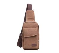 FANDARE Bolsa de Pecho Hombre Bolsa de Lona Sling Bag Bolsa Deportiva de Hombro Bandoleras Cruzada Bolsa de Mochila,Mochilas Pequeñas para Ciclismo,Acampada,Viaje Marrón