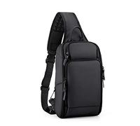 FANDARE Bolsa de Pecho Hombre Bolsa Deportiva de Hombro Bandoleras Cruzada 7.9 Inch iPad con USB Bolsa de Hombro Gran Capacidad Bolsa de Mochila para Ciclismo,Viaje Impermeable Poliéster Negro