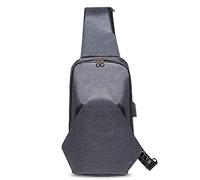 FANDARE Bolsa de Pecho,Hombres Bolso de Hombro,Bolso Messenger con USB Recargable, para Deportes, Gimnasio, Viajes, Senderismo,Acampada Bolso Bandolera Impermeable Poliéster Gris