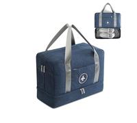 FANDARE Bolsa de Viaje Bolsa de Deporte Plegable Bolsa de Gimnasio Bolsa de Natación para Playa Bolsa Portátil para Hombres/Mujeres con Compartimento para Zapatos Impermeable Poliéster Azul