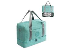 FANDARE Bolsa de Viaje Bolsa de Deporte Plegable Bolsa de Gimnasio Bolsa de Natación para Playa Bolsa Portátil para Hombres/Mujeres con Compartimento para Zapatos Impermeable Poliéster Verde