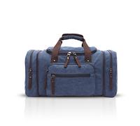 FANDARE Bolsa de Viaje Deportiva Hombre/Mujer Weekend Outdoor Overnight Camping Gym Bolsa de Mano Boston Bolso de Hombro Transpirable Lienzo Azul