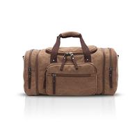 FANDARE Bolsa de Viaje Deportiva Hombre/Mujer Weekend Outdoor Overnight Camping Gym Bolsa de Mano Boston Bolso de Hombro Transpirable Lienzo Marrón