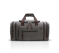 FANDARE Bolsa de Viaje Deportiva Hombre/Mujer Weekend Outdoor Overnight Camping Gym Bolsa de Mano Boston Bolso de Hombro Transpirable Lienzo Gris