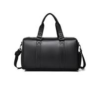 FANDARE Bolsa de viaje para hombres y mujeres, PU Cuero Negro Weekender, Tote de mano con compartimento para zapatos, múltiples formas de llevar (mano/hombro/cruzado) para viajes, gimnasio negocios