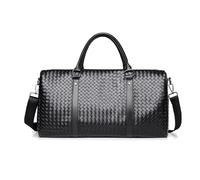 FANDARE Bolsa de Viaje para Mujer Hombre Bolso de Mano Deporte Tejido para Mujer Bolsas de Cabina Equipaje Negocio Bolsa de Gimnasio Natación con Compartimento húmedo/seco Impermeable PU Cuero Negro