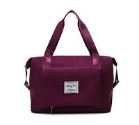 FANDARE Bolsa de Viaje Plegable Bolsa Deportivas de Gimnasio Bolsas de Viaje Mujer Hombre Bolsa de Fin de Semana Bolso Overnight Senderismo Viaje con Zapato Compartimento Bolsillo Morado Oscuro