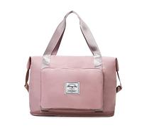 FANDARE Bolsa de Viaje Plegable Bolsa Deportivas de Gimnasio Bolsas de Viaje Mujer Hombre Bolsa de Fin de Semana Bolso Overnight Senderismo Maleta de manomochila con Zapato Compartimento Rosa A