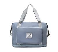 FANDARE Bolsa de Viaje Plegable Bolsa Deportivas de Gimnasio Bolsas de Viaje Mujer Hombre Bolsa de Fin de Semana Bolso Overnight Senderismo Viaje con Zapato Compartimento Bolsillo Neblina Azul