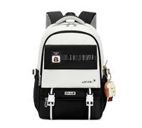 FANDARE Bolsas Escolares Mochilas Escolares con Lindo Colgante Mochila Instituto Adolescentes Mochila Chica Mochila Adolescentes Mochila Colegio Mochila Universidad Mujer Casual Daypack Negro