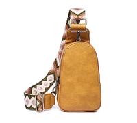 FANDARE Bolso Bandolera Cuero PU Riñonera para Mujer, Bandolera con correa de diseño estiloso, Ligera Bolso de hombro para tener las manos libres para teléfono, running, viajes Amarillo