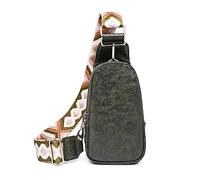 FANDARE Bolso Bandolera Cuero PU Riñonera para Mujer, Bandolera con Correa de diseño Estiloso, Ligera Bolso de Hombro para Tener Las Manos Libres para teléfono, Running, Viajes Verde