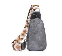 FANDARE Bolso Bandolera Cuero PU Riñonera para Mujer, Bandolera con Correa de diseño Estiloso, Ligera Bolso de Hombro para Tener Las Manos Libres para teléfono, Running, Viajes Gris