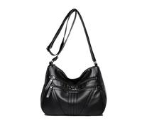 FANDARE Bolso Bandolera Mujer Bolso de Hombro Bolsos cruzadoTote de PU Cuero Crossbody Bag minimalista para mujer en piel genuina diseño sobrio con correa ajustable práctico y elegante negro