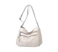 FANDARE Bolso Bandolera Mujer Bolso de Hombro Bolsos cruzadoTote de PU Cuero Crossbody Bag minimalista para mujer en piel genuina diseño sobrio con correa ajustable práctico y elegante Blanco beis