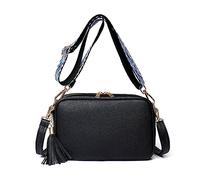 FANDARE Bolso Bandolera Mujer Bolso de Hombro PU Cuero Moda Bolsos Bandolera Elegante Bolso de teléfono Decoración Borla para el Hombro Bolso de Monederos Bolsa de Honda con Dos Correas Negro
