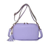 FANDARE Bolso Bandolera Mujer Bolso de Hombro PU Cuero Moda Bolsos Bandolera Elegante Bolso de teléfono Decoración Borla para el Hombro Bolso de Monederos Bolsa de Honda con Dos Correas Púrpura