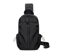FANDARE Bolso Bandolera Unisex para Mujer y Hombre Impermeable y Pequeño con Puerto de Carga USB Bolso de Hombro Ligero con Diseño de Cordón Lateral y Cremallera Trasera para Viaje Gris