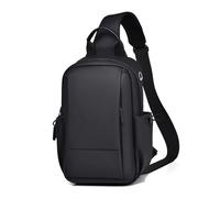 FANDARE Bolso Cruzado Hombre Bolso Hombre Mochila Cruzada Hombre Bolso Bandolera con Agujero de Auriculares PU Poliéster Bolsa Deportivas para Negocios Trabaja Viaje Bolso de Mensajero Negro