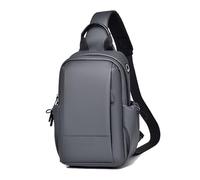 FANDARE Bolso Cruzado Hombre Bolso Hombre Mochila Cruzada Hombre Bolso Bandolera con Agujero de Auriculares PU Poliéster Bolsa Deportivas para Negocios Trabaja Viaje Bolso de Mensajero Gris