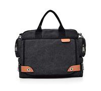 FANDARE Bolso de Bandolera Bolsa de Mensajero Lona bandoleras Hombre Bolsa de Mensajero para 12.9 Pulgada Laptop Bolso Tote Bolsa de Hombro para Viaje Trabajo Negocio Escuela Crossbody Bag Negro