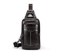 FANDARE Bolso De Bandolera De Cuero Genuino Para Hombre, Estilo Vintage Con Correa Ajustable, Bolso Pectoral Para Senderismo, Ciclismo, Viajes Y Camping Café