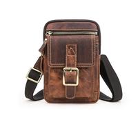 FANDARE Bolso de Cuero para Hombre, Bandolera Vintage Marrón Messenger, Bolso de Viaje Casual para Teléfono Cartera Llaves Pasaporte, Bolso Diario Hombre con Correa Ajustable Marrón