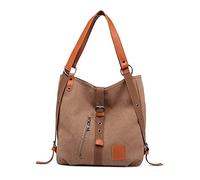 FANDARE Bolsos de Mujer Mochila Bolso Bandolera Bolso Lona de Hombro Bolso Tote Bolso Shopper Bolso de Mano Multifuncional para Trabajo Escuela Viaje Bolsos Cruzados Marron Oscuro