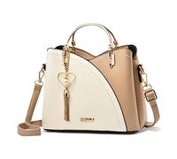 FANDARE Bolso de Mano para Mujer Bolsos de Hombro Borlas Impermeable Bolso Bandolera PU Cuero Bolsos Cruzados para Viajes Compras Trabajo Citas Blanco