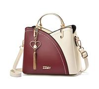 FANDARE Bolso de Mano para Mujer Bolsos de Hombro Borlas Impermeable Bolso Bandolera PU Cuero Bolsos Cruzados para Viajes Compras Trabajo Citas Rojo