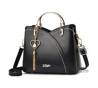 FANDARE Bolso de Mano para Mujer Bolsos de Hombro Borlas Impermeable Bolso Bandolera PU Cuero Bolsos Cruzados para Viajes Compras Trabajo Citas Negro