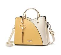 FANDARE Bolso de Mano para Mujer Bolsos de Hombro Borlas Impermeable Bolso Bandolera PU Cuero Bolsos Cruzados para Viajes Compras Trabajo Citas Amarillo