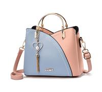 FANDARE Bolso de Mano para Mujer Bolsos de Hombro Borlas Impermeable Bolso Bandolera PU Cuero Bolsos Cruzados para Viajes Compras Trabajo Citas Azul Claro