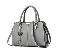 FANDARE Bolso de Mano para Mujer Shoppers y Bolsos de Hombro PU Cuero Bolso Bandolera Impermeable Bolsos Cruzados para Viajes Compras Trabajo Citas Gris