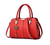 FANDARE Bolso de Mano para Mujer Shoppers y Bolsos de Hombro PU Cuero Bolso Bandolera Impermeable Bolsos Cruzados para Viajes Compras Trabajo Citas Rojo