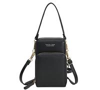 FANDARE Bolso de teléfono Bolsos Bandolera para Mujer Bolso Bandolera Pequeña Bolsos de Cruzado para Niña Compras Partido Colegio Viaje Paquete Embrague Crossbody Bag Impermeable PU Cuero Negro