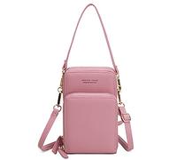FANDARE Bolso de teléfono Bolsos Bandolera para Mujer Bolso Bandolera Pequeña Bolsos de Cruzado para Niña Compras Partido Colegio Viaje Paquete Embrague Crossbody Bag Impermeable PU Cuero Rosa