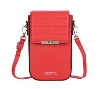 FANDARE Bolso de teléfono Bolsos Bandolera para Mujer Ligera Bandolera Cartera Pequeña Bolsos de Cruzado para Niña Compras Partido Colegio Viaje Paquete Embrague Phone Crossbody Bag Rojo
