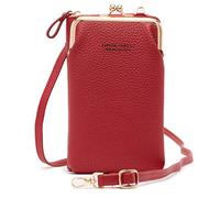 FANDARE Bolso de teléfono móvil Monederos para Mujer Carteras Bolsos Bandolera Bolso Pequeño Bolsos de Cruzado con Ranuras Bandolera Crossbody Bag Rojo
