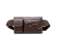 FANDARE Bolso Hombro Bolsa Cruzada Bandolera Cuero Grande Mochila de Pecho Cruzado Bolsos Bandolera para Hombres Casual Escolar Viaje Crossbody Bag Marrón