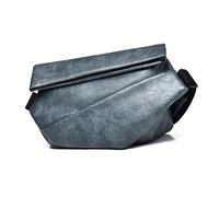 FANDARE Bolso Hombro Bolsa Cruzada Bandolera PU Cuero Grande Mochila de Pecho Cruzado Bolsos Bandolera para Hombres Casual Escolar Viaje Moto Crossbody Bag Gris