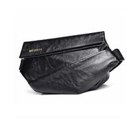 FANDARE Bolso Hombro Bolsa Cruzada Bandolera PU Cuero Grande Mochila de Pecho Cruzado Bolsos Bandolera para Hombres Casual Escolar Viaje Moto Crossbody Bag Negro