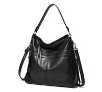 FANDARE Bolso Hombro Mujer Tote Bandolera Shoppers Bolso Hombro Mano Gran Portátiles 12.9 Pulgadas Mochila Impermeable PU Cuero Compra Señora para Viaje Trabajo Escuela Compras Bag Negro