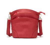 FANDARE Bolso Movil Mujer Bolso de teléfono Bolso de Hombro de Cuero Monederos Carteras Bolsos Bandolera Bolso Pequeño Bolsos de Cruzado Bandolera Crossbody Bag Bolsa de Honda Rojo