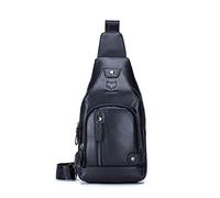 FANDARE Bolso Pecho Cuero Bolsos de Hombre Pecho Sling Crossbody Bag Bolsos Cruzados Bandoleras Cruzada Mochilas y Bolsas de automoción Viaje Deportes Ciclismo Montañismo Durable Impermeable Negro
