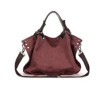 FANDARE Bolso Tote de Lona Unisex para Ordenador 15.6 Bolso Bandolera Hombro Gran Capacidad silueta caída, fondo con pliegues, ampliable Bolsa Hombro para Trabajo Viaje Universidad Café morado
